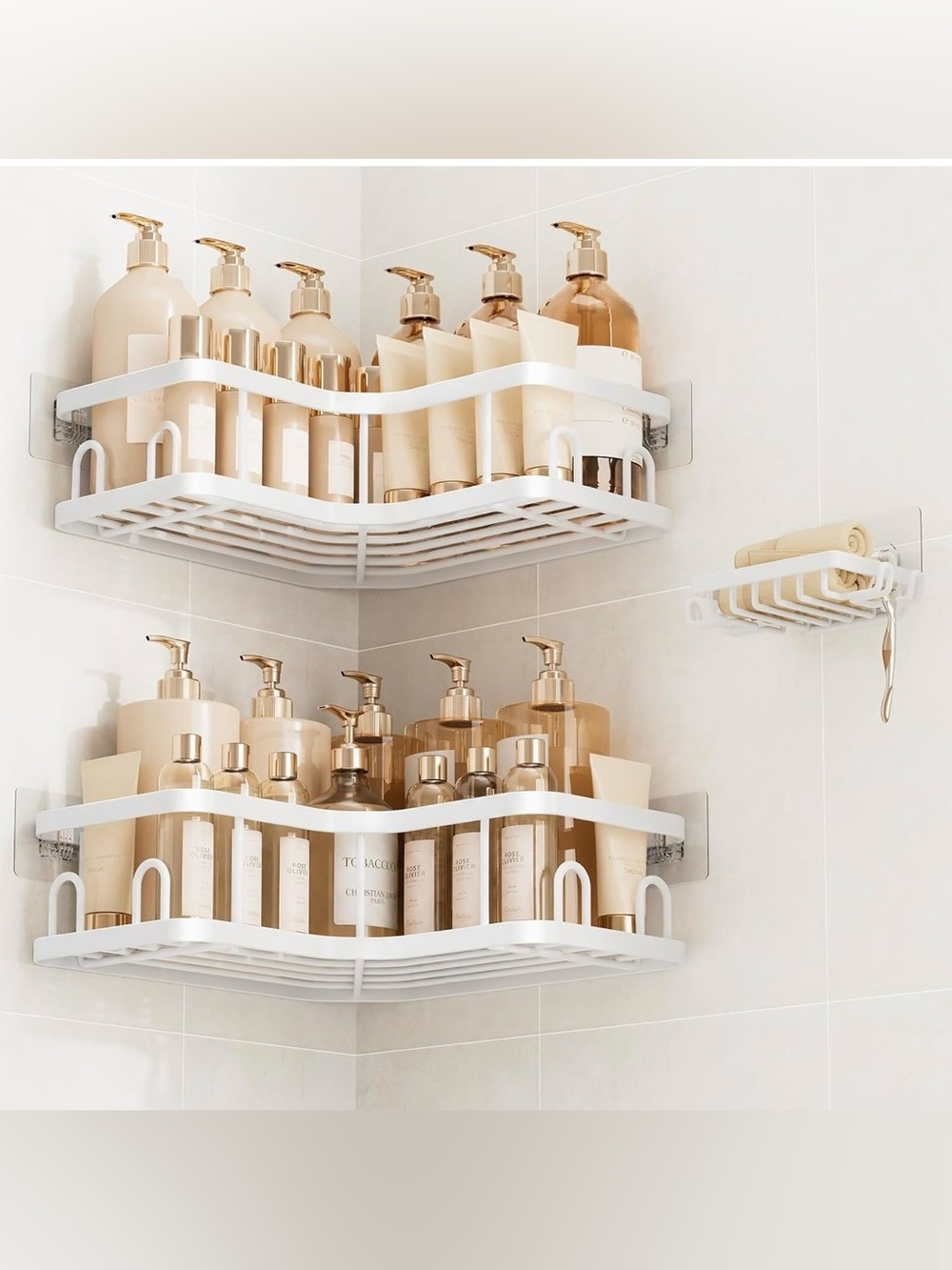 Veken Corner Shower Caddy 3-Pack, Advanced Rustproof Design&Stable Storage